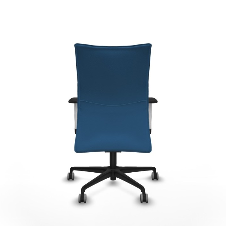 Albacete confidente sincro similpiel azul claro brazos 1D blancos base nailon ruedas 65mm engomadas