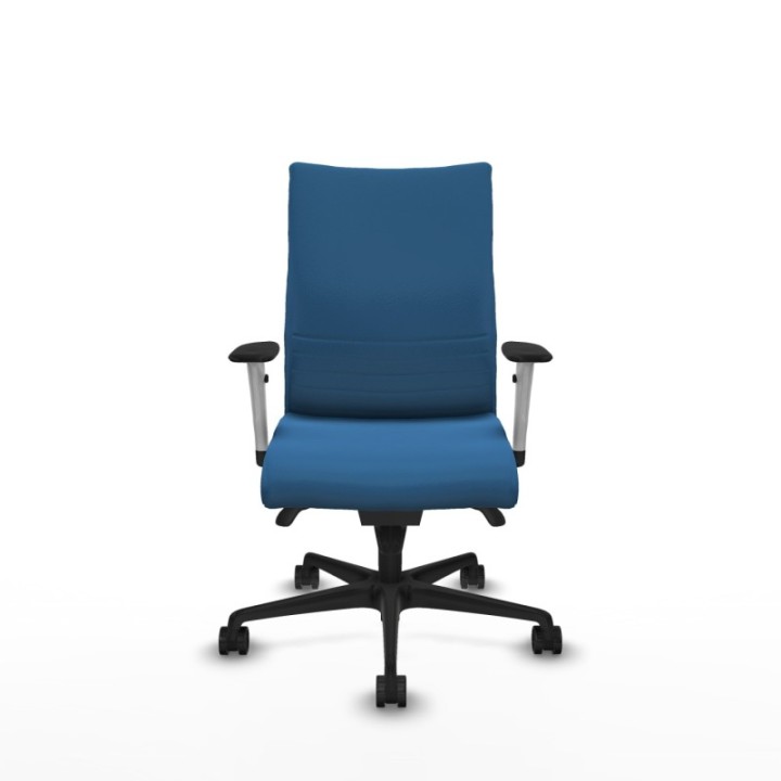 Albacete confidente sincro similpiel azul claro brazos 1D blancos base nailon ruedas 65 mm nailon