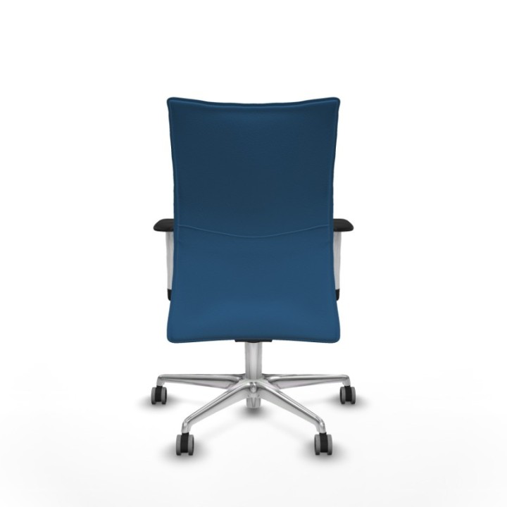 Albacete confidente sincro similpiel azul claro brazos 1D blancos base aluminio ruedas 65mm engomadas