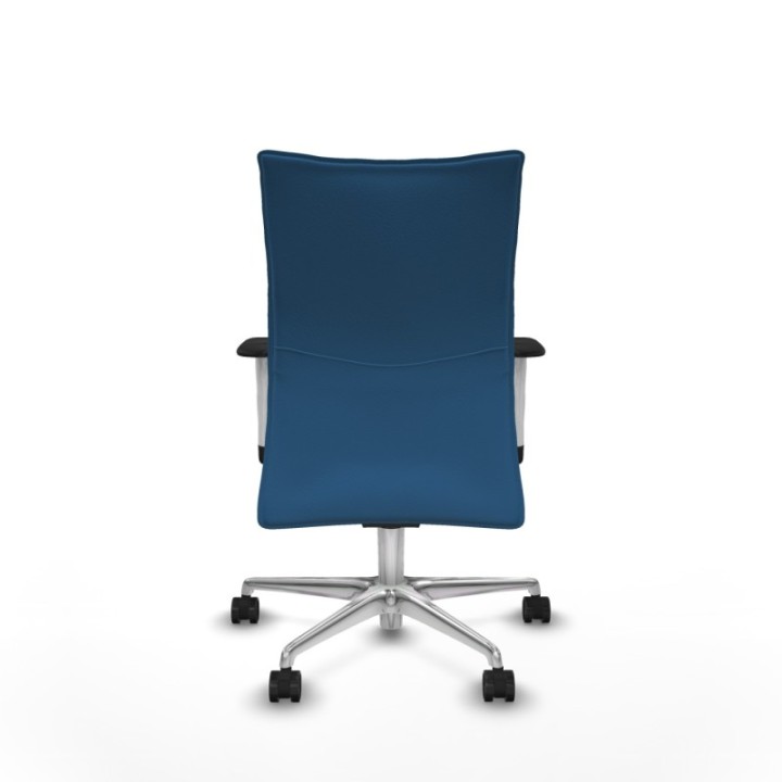 Albacete confidente sincro similpiel azul claro brazos 1D blancos base aluminio ruedas 65 mm nailon