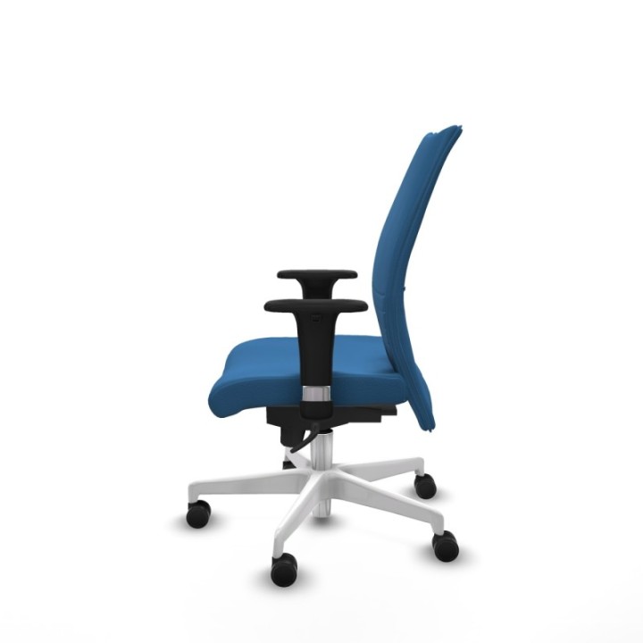 Albacete confidente sincro similpiel azul claro brazos 1D base blanca ruedas 65 mm nailon