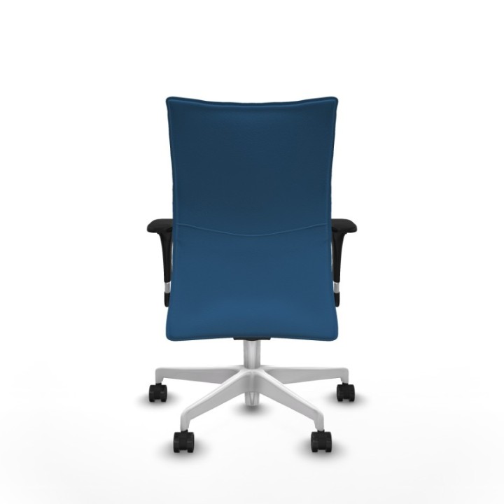 Albacete confidente sincro similpiel azul claro brazos 1D base blanca ruedas 65 mm nailon