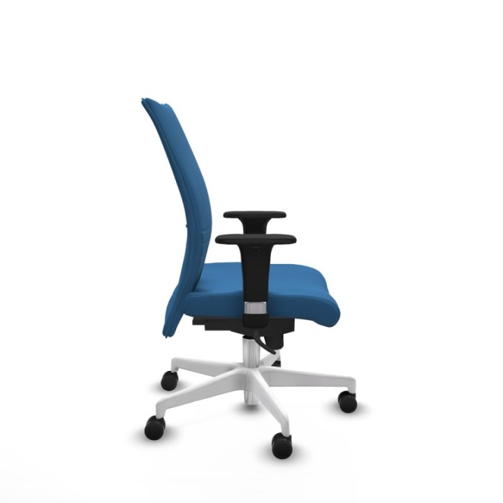 Albacete confidente sincro similpiel azul claro brazos 1D base blanca ruedas 65 mm nailon