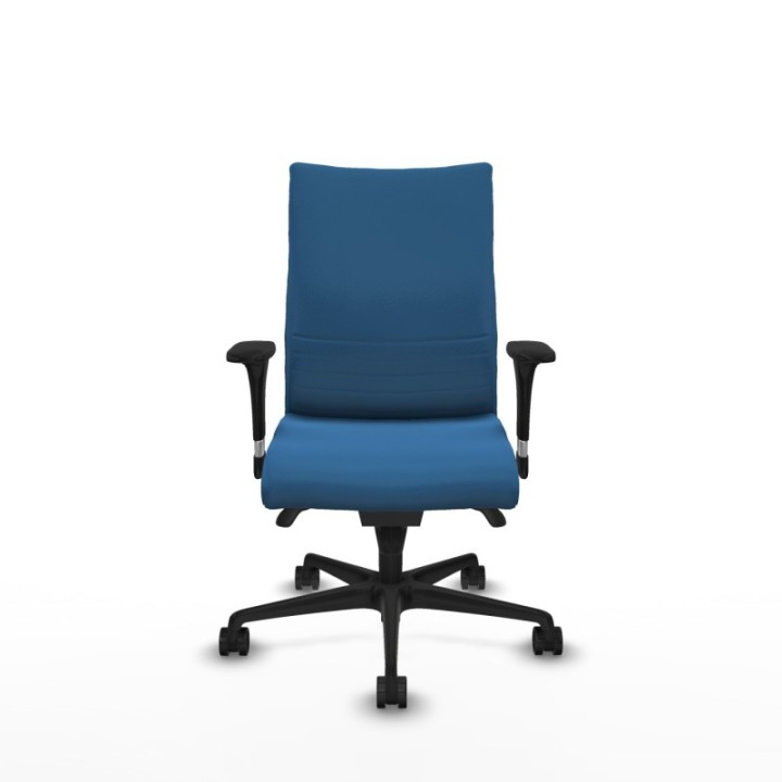 Albacete confidente sincro similpiel azul claro brazos 1D base nailon ruedas 65 mm nailon