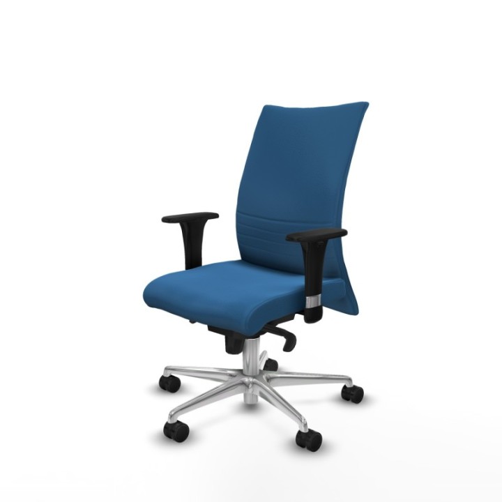 Albacete confidente sincro similpiel azul claro brazos 1D base aluminio ruedas 65 mm nailon