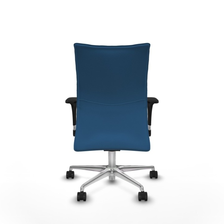 Albacete confidente sincro similpiel azul claro brazos 1D base aluminio ruedas 65 mm nailon