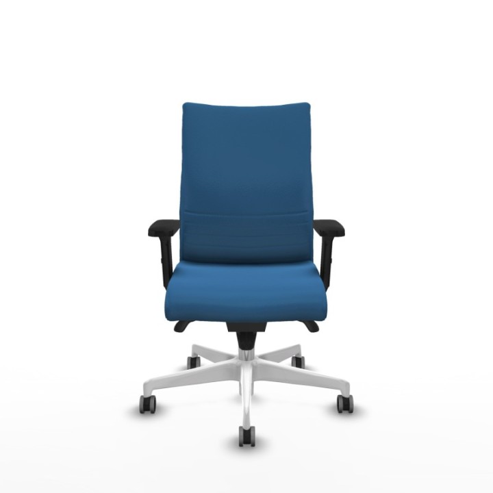 Albacete confidente sincro similpiel azul claro brazos 2D base blanca ruedas 65mm engomadas