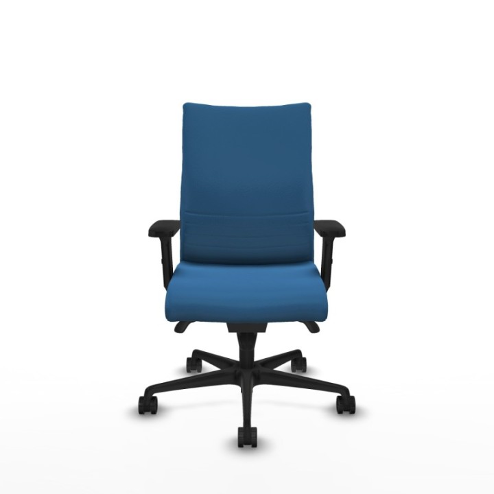 Albacete confidente sincro similpiel azul claro brazos 2D base nailon ruedas 65 mm nailon