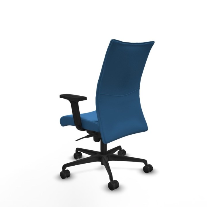 Albacete confidente sincro similpiel azul claro brazos 2D base nailon ruedas 65 mm nailon