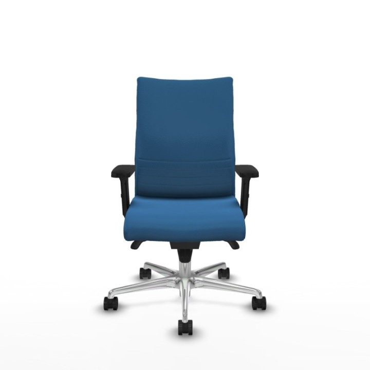 Albacete confidente sincro similpiel azul claro brazos 2D base aluminio ruedas 65 mm nailon