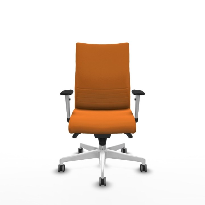 Albacete confidente sincro similpiel naranja brazos 1D blancos base blanca ruedas 65mm engomadas