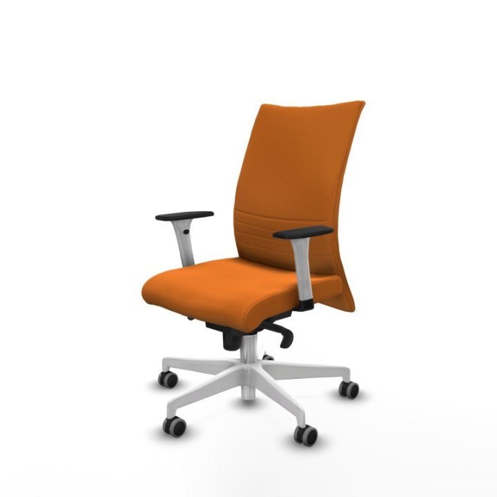 Albacete confidente sincro similpiel naranja brazos 1D blancos base blanca ruedas 65mm engomadas