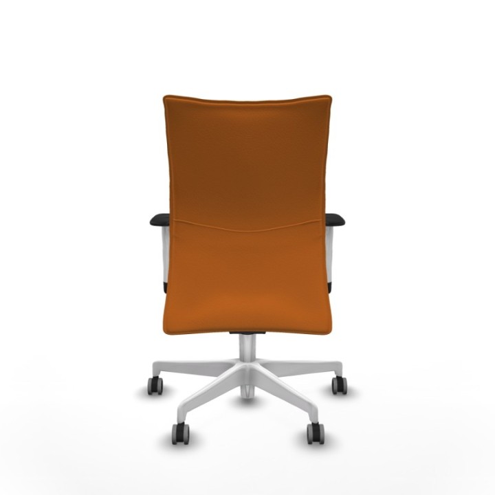 Albacete confidente sincro similpiel naranja brazos 1D blancos base blanca ruedas 65mm engomadas