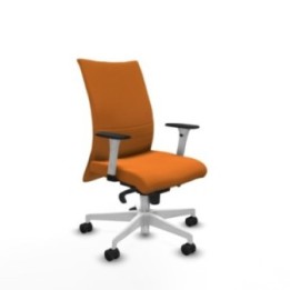 Albacete confidente sincro similpiel naranja brazos 1D blancos base blanca ruedas 65 mm nailon