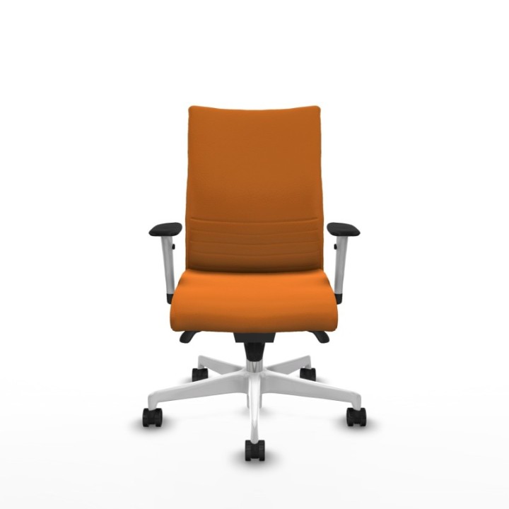 Albacete confidente sincro similpiel naranja brazos 1D blancos base blanca ruedas 65 mm nailon