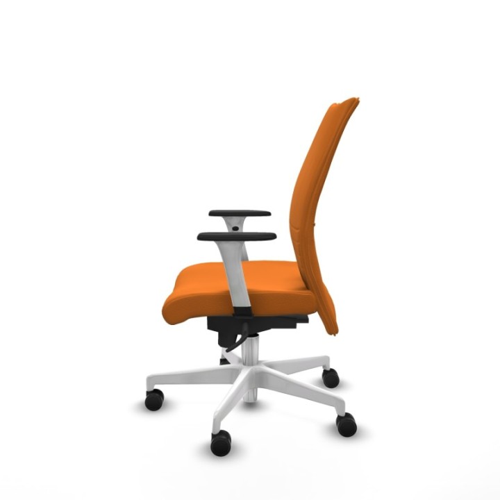 Albacete confidente sincro similpiel naranja brazos 1D blancos base blanca ruedas 65 mm nailon