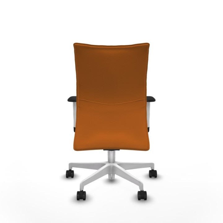 Albacete confidente sincro similpiel naranja brazos 1D blancos base blanca ruedas 65 mm nailon