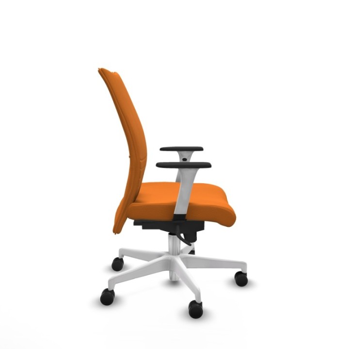 Albacete confidente sincro similpiel naranja brazos 1D blancos base blanca ruedas 65 mm nailon