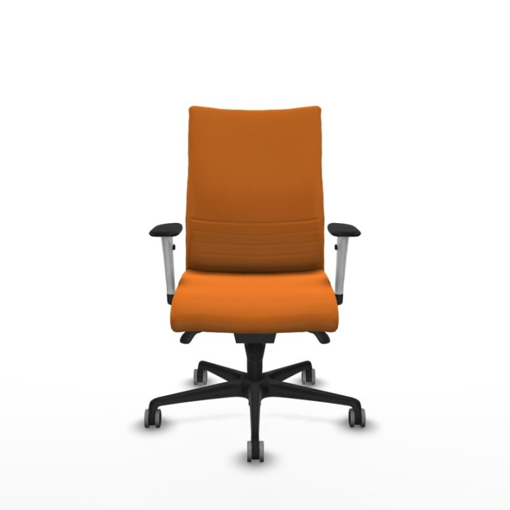 Albacete confidente sincro similpiel naranja brazos 1D blancos base nailon ruedas 65mm engomadas