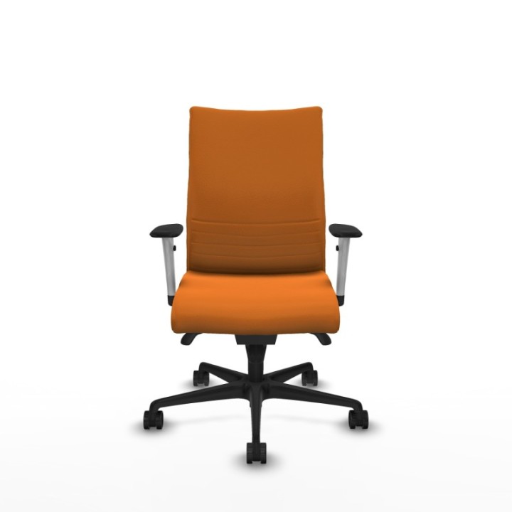 Albacete confidente sincro similpiel naranja brazos 1D blancos base nailon ruedas 65 mm nailon