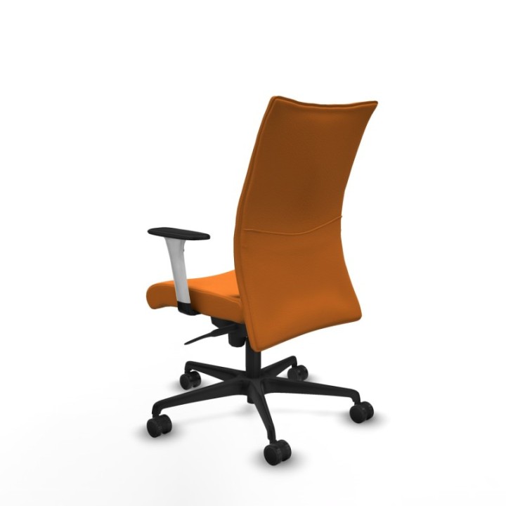 Albacete confidente sincro similpiel naranja brazos 1D blancos base nailon ruedas 65 mm nailon