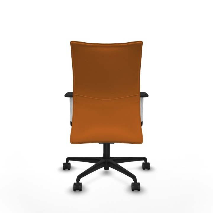 Albacete confidente sincro similpiel naranja brazos 1D blancos base nailon ruedas 65 mm nailon