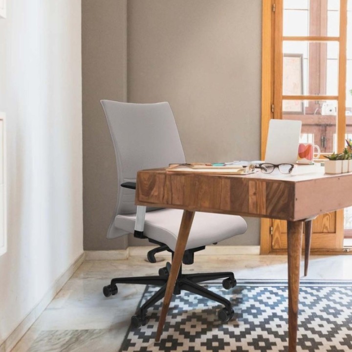 Albacete confidente sincro similpiel naranja brazos 1D blancos base nailon ruedas 65 mm nailon