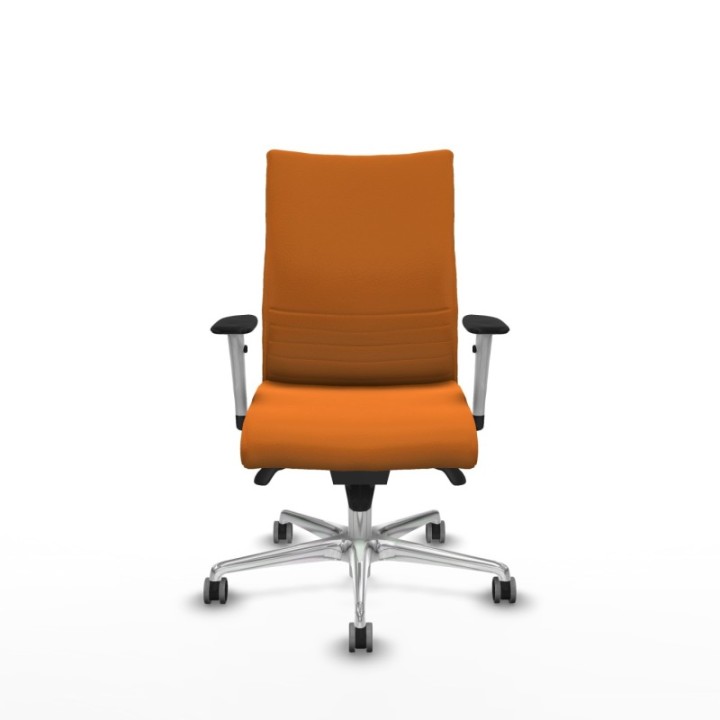 Albacete confidente sincro similpiel naranja brazos 1D blancos base aluminio ruedas 65mm engomadas