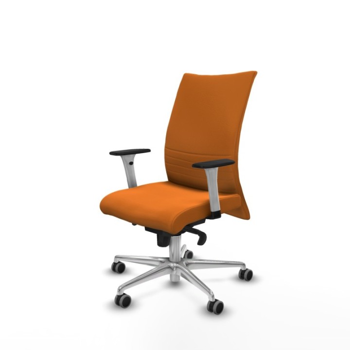 Albacete confidente sincro similpiel naranja brazos 1D blancos base aluminio ruedas 65mm engomadas