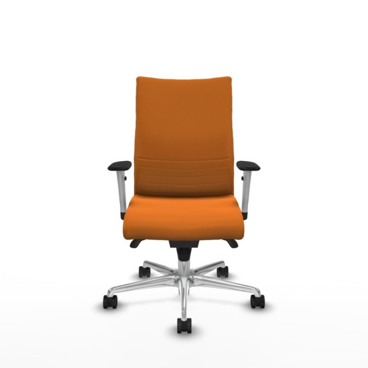 Albacete confidente sincro similpiel naranja brazos 1D blancos base aluminio ruedas 65 mm nailon