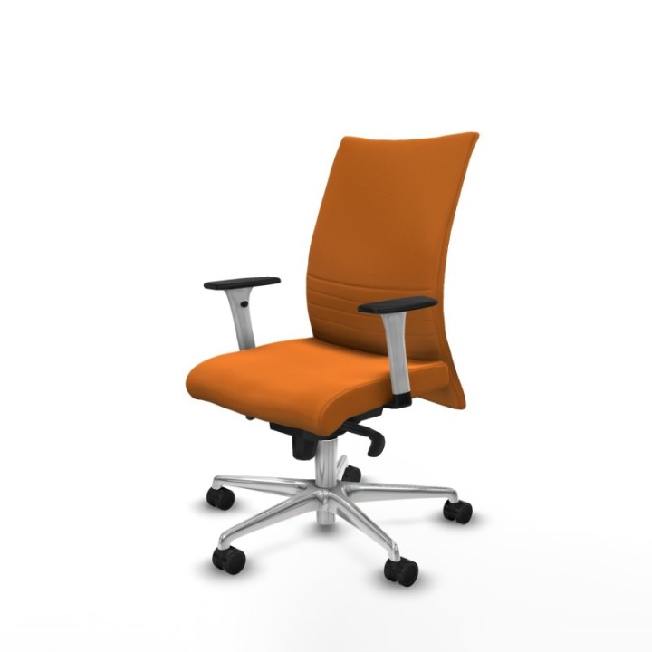 Albacete confidente sincro similpiel naranja brazos 1D blancos base aluminio ruedas 65 mm nailon