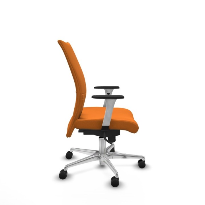 Albacete confidente sincro similpiel naranja brazos 1D blancos base aluminio ruedas 65 mm nailon