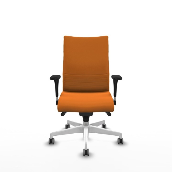 Albacete confidente sincro similpiel naranja brazos 1D base blanca ruedas 65mm engomadas