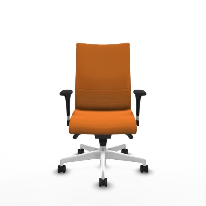 Albacete confidente sincro similpiel naranja brazos 1D base blanca ruedas 65 mm nailon