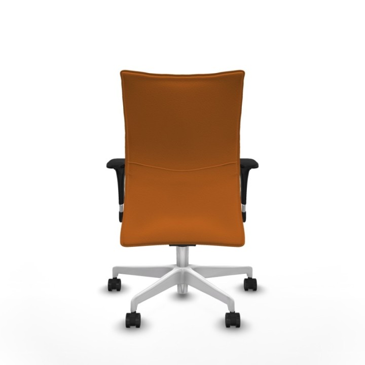 Albacete confidente sincro similpiel naranja brazos 1D base blanca ruedas 65 mm nailon