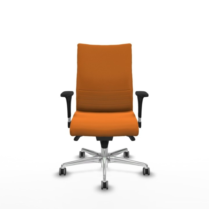 Albacete confidente sincro similpiel naranja brazos 1D base aluminio ruedas 65mm engomadas