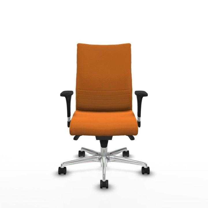 Albacete confidente sincro similpiel naranja brazos 1D base aluminio ruedas 65 mm nailon