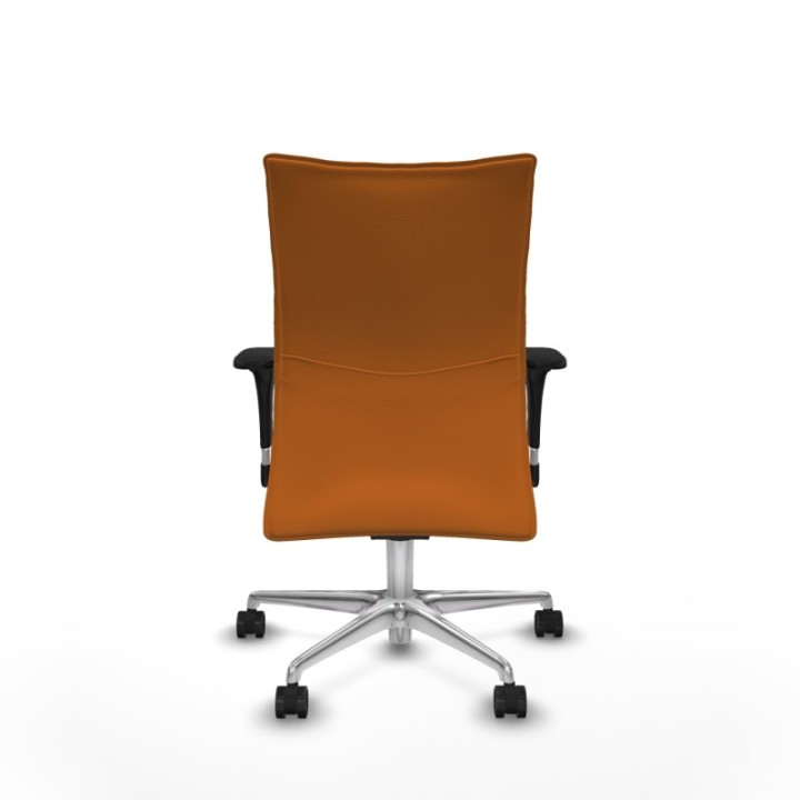 Albacete confidente sincro similpiel naranja brazos 1D base aluminio ruedas 65 mm nailon