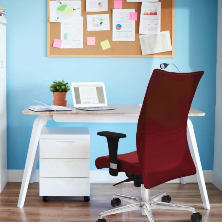 Albacete confidente sincro similpiel naranja brazos 1D base aluminio ruedas 65 mm nailon