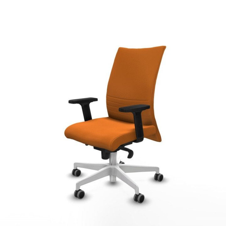 Albacete confidente sincro similpiel naranja brazos 2D base blanca ruedas 65mm engomadas