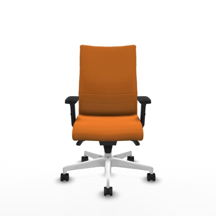 Albacete confidente sincro similpiel naranja brazos 2D base blanca ruedas 65 mm nailon