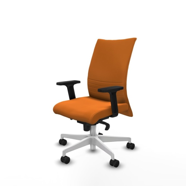 Albacete confidente sincro similpiel naranja brazos 2D base blanca ruedas 65 mm nailon