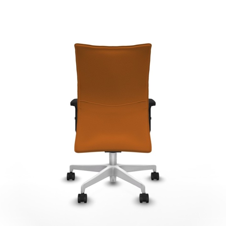 Albacete confidente sincro similpiel naranja brazos 2D base blanca ruedas 65 mm nailon