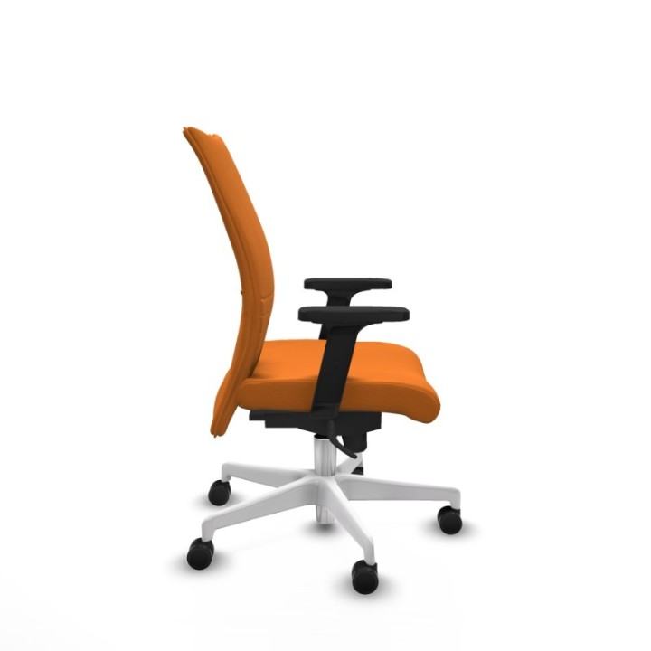 Albacete confidente sincro similpiel naranja brazos 2D base blanca ruedas 65 mm nailon