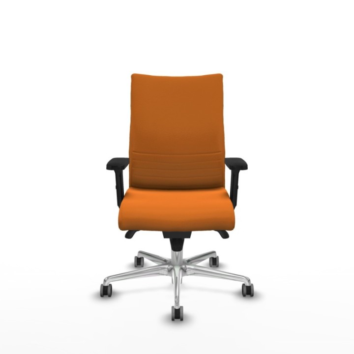 Albacete confidente sincro similpiel naranja brazos 2D base aluminio ruedas 65mm engomadas