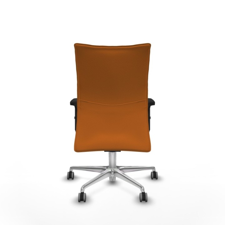 Albacete confidente sincro similpiel naranja brazos 2D base aluminio ruedas 65mm engomadas