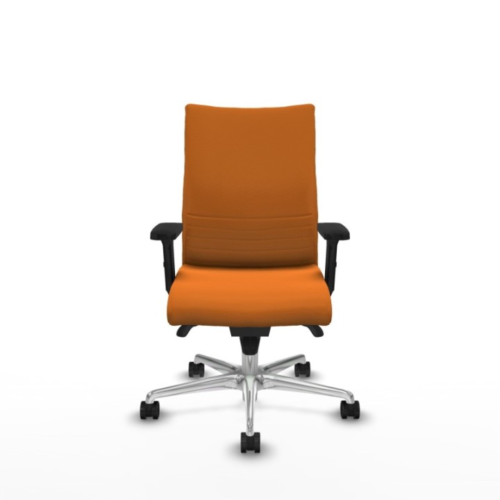 Albacete confidente sincro similpiel naranja brazos 2D base aluminio ruedas 65 mm nailon