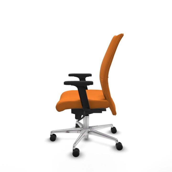 Albacete confidente sincro similpiel naranja brazos 2D base aluminio ruedas 65 mm nailon