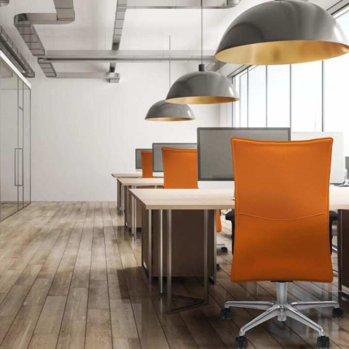 Albacete confidente sincro similpiel naranja brazos 2D base aluminio ruedas 65 mm nailon