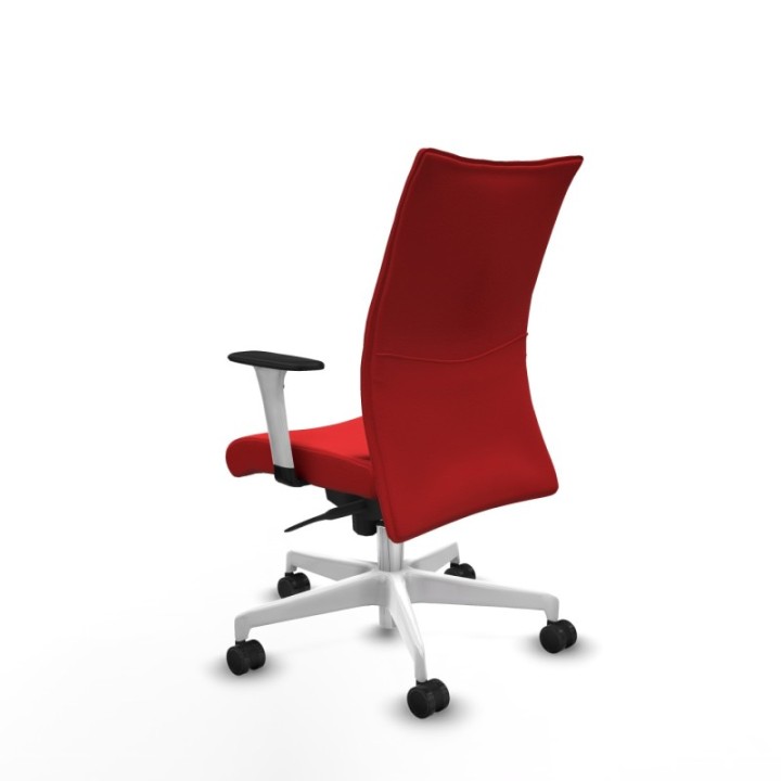 Albacete confidente sincro similpiel rojo brazos 1D blancos base blanca ruedas 65 mm nailon